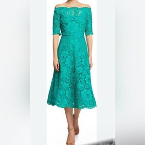 Rickie Freeman For Teri Jon Off-Shoulder Lace Midi Dress size 18
